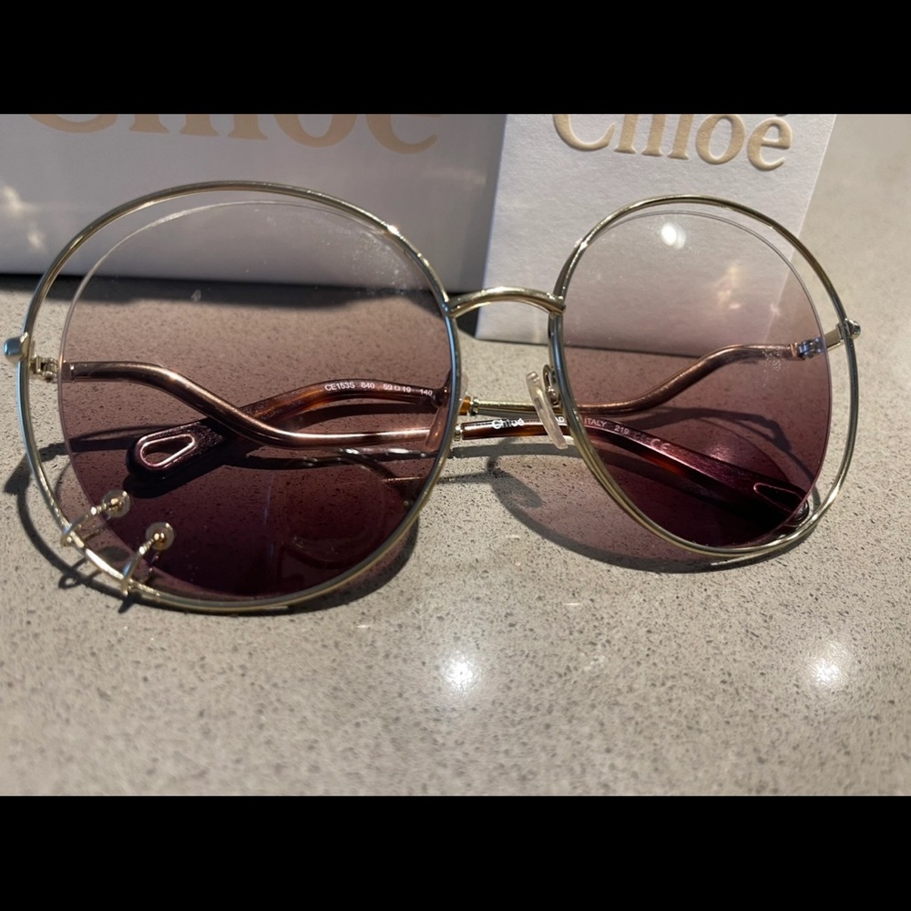 Chloe Gold and Purple Oversized Sunglasses